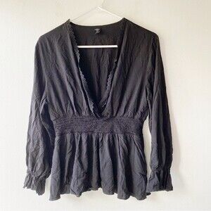 shein curve black peasant top